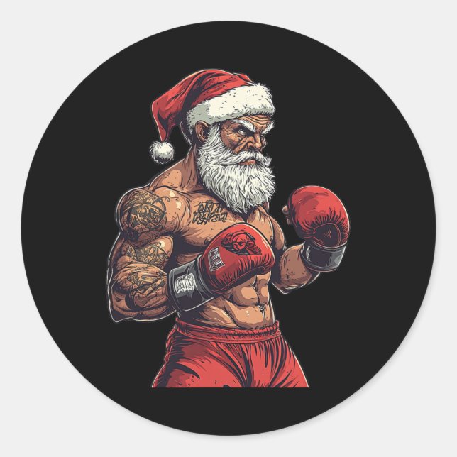 Santa Claus Boxing And Mma - Christmas Boxing  Classic Round Sticker (Front)