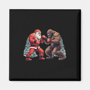Santa Claus Boxing Bigfoot Sasquatch Christmas Magnet