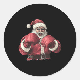 Santa Claus Boxing Christmas - Winter Holiday-them Classic Round Sticker