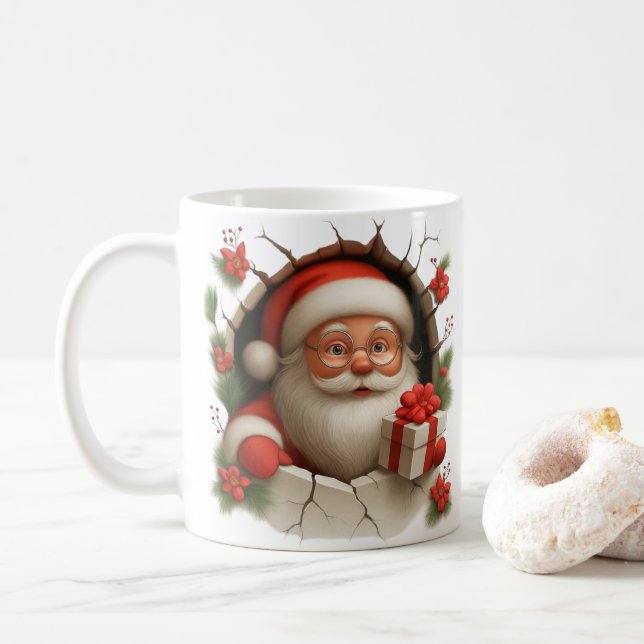 Santa Claus Breakthrough Christmas Mug (With Donut)