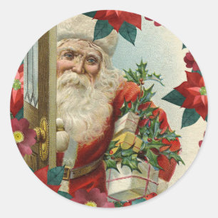 Santa Claus bringing gifts and presents Classic Round Sticker