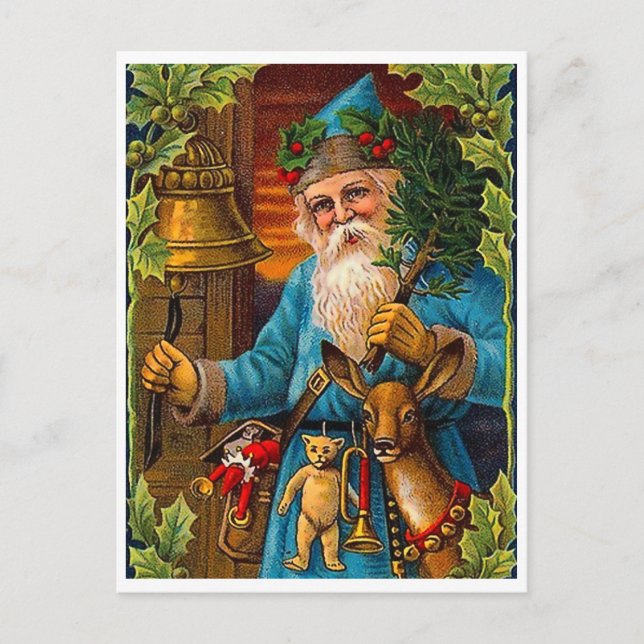 Santa Claus bringing toys on Christmas, vintage Postcard (Front)