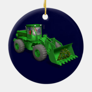 Santa Claus Bulldozer Operator Ceramic Tree Decoration