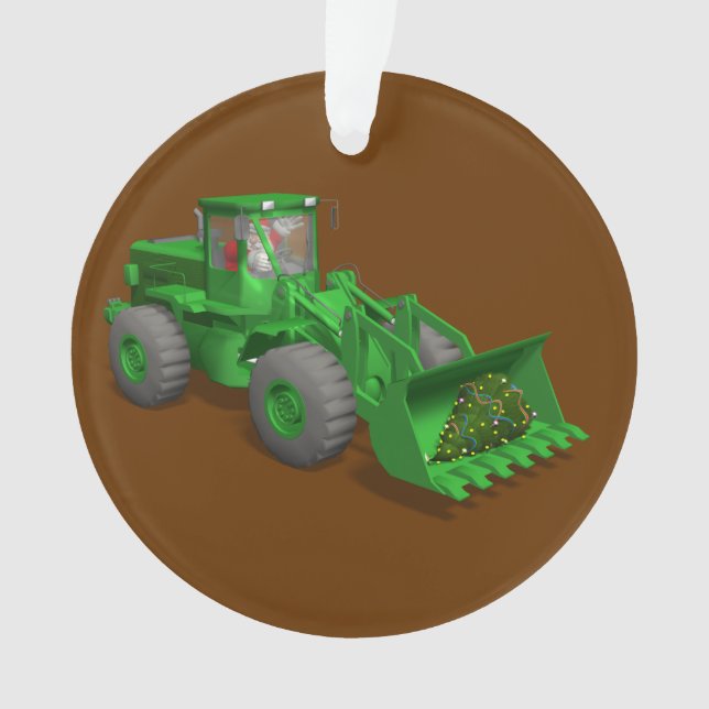 Santa Claus Bulldozer Operator Ornament (Front)