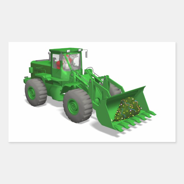 Santa Claus Bulldozer Operator Rectangular Sticker (Front)