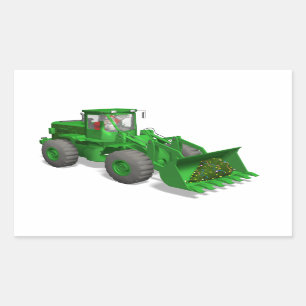 Santa Claus Bulldozer Operator Rectangular Sticker