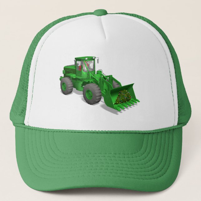 Santa Claus Bulldozer Operator Trucker Hat (Front)