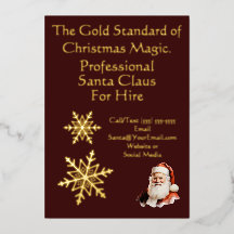 Santa Claus Business Card Print Gold 