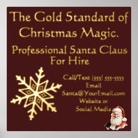 Santa Claus Business Card Print Gold 