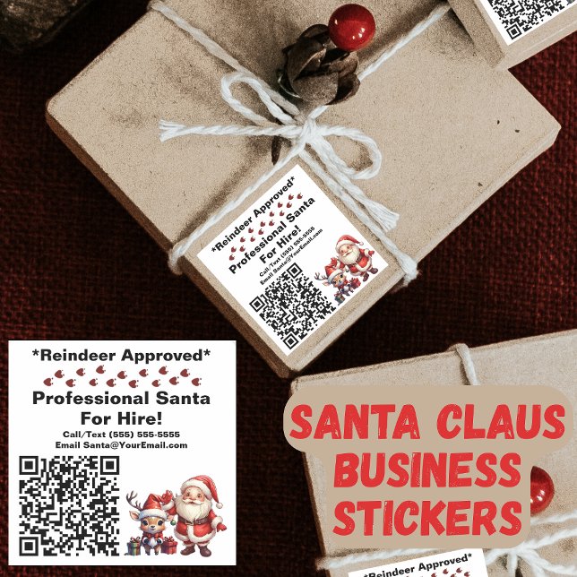 Santa Claus Business Card  Square Sticker (Santa Claus Business Stickers)