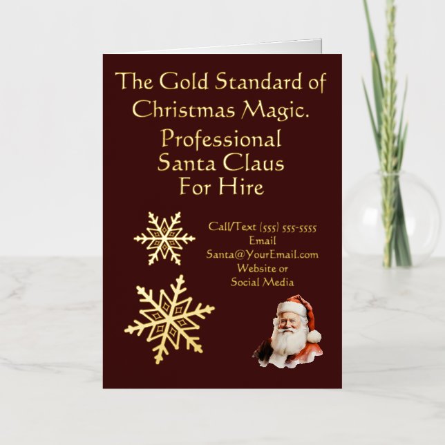Santa Claus Business Greeting Card Gold Foil (Front)