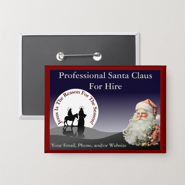 Santa Claus Business Pin Button (Front/Back)