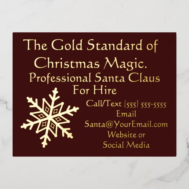 Santa Claus Business Post Card Gold Foil (Front)