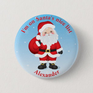 Santa Claus Button   I am on Santa's Nice List