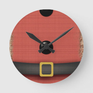santa claus buttons and belt red round clock