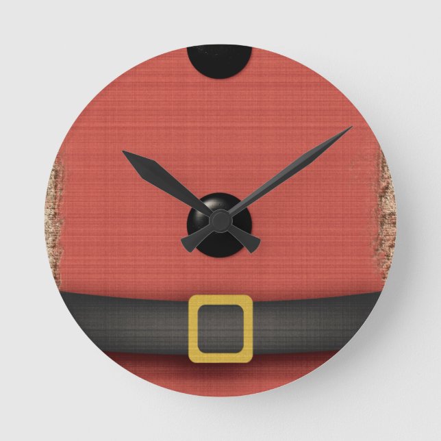 santa claus buttons and belt red round clock (Front)
