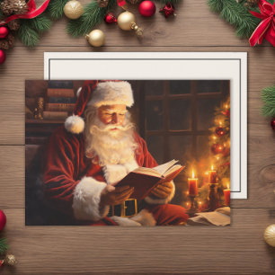 Santa Claus Candlelight Tree Christmas Holiday Card