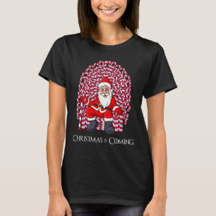 Santa Claus Candy Cane Throne Christmas Boys Girls T-Shirt