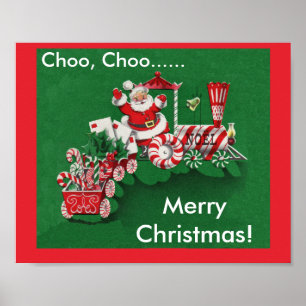 Santa Claus Candy Train Poster