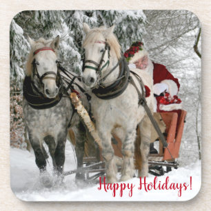 Santa Claus Carriage Christmas Holiday Coaster