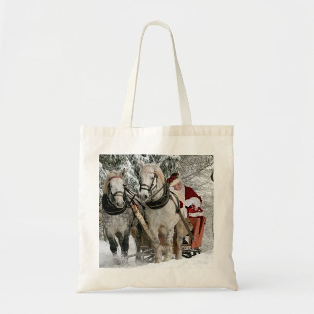 Santa Claus Carriage Christmas Holiday Tote Bag (Front)