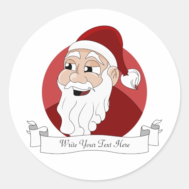 Santa Claus Cartoon Classic Round Sticker (Front)