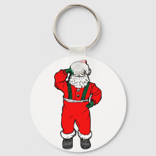 Santa Claus Cartoon Illustration Key Ring