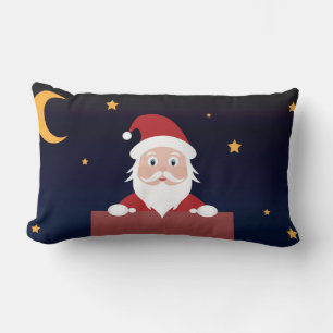 Santa Claus cartoon Xmas night down the Chimney Lumbar Cushion