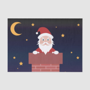 Santa Claus cartoon Xmas night down the Chimney Tissue Paper