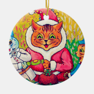 Santa Claus Cat, Louis Wain Ceramic Ornament