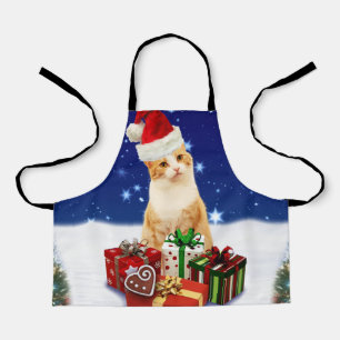 Santa Claus Cat with Christmas Gift Apron