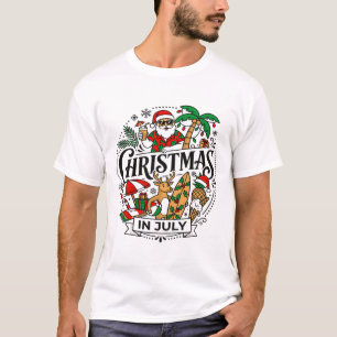 Santa Claus Celebrating Festive Christmas In July T-Shirt