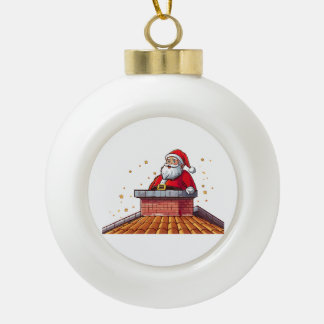 Santa Claus Ceramic Ball Christmas Ornament