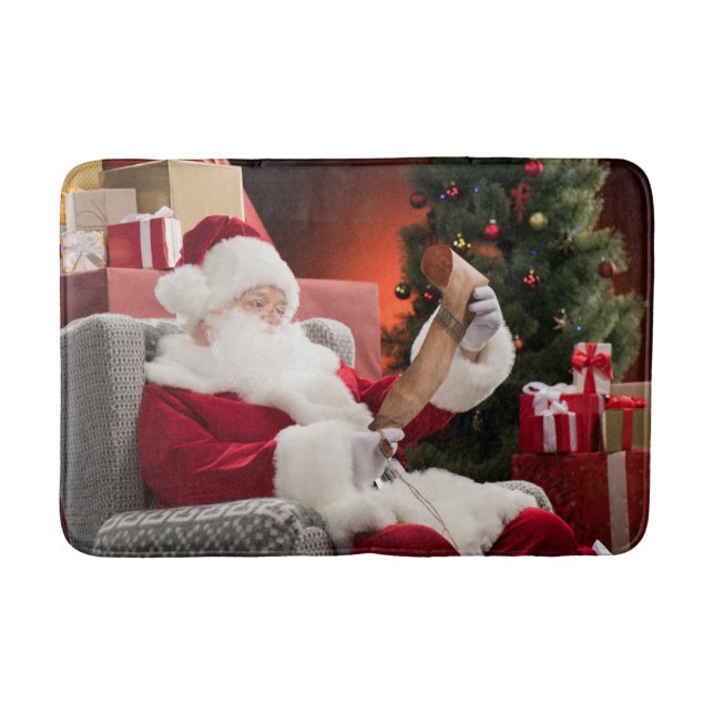 Santa Claus checking his list Bath Mat (Front)