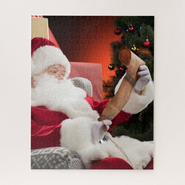 Santa Claus checking his list puzzle (Vertical)