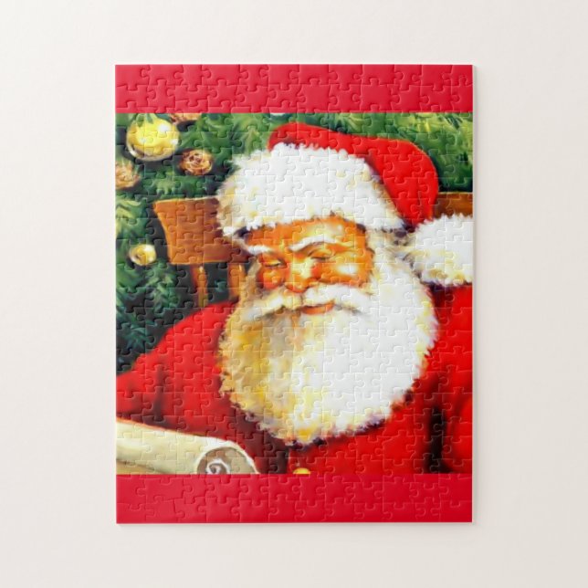 Santa claus checking his list puzzle (Vertical)