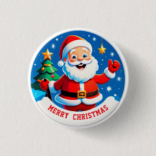 Santa Claus Cheerful Greeting 3 Cm Round Badge