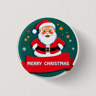 Santa Claus Cheerful Greeting 3 Cm Round Badge