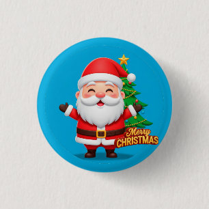 Santa Claus Cheerful Greeting 3 Cm Round Badge