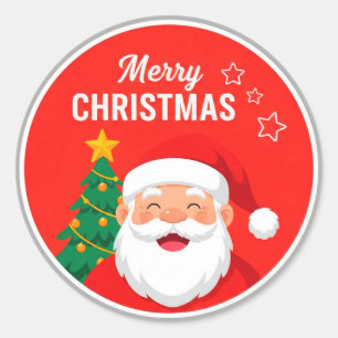 Santa Claus Cheerful Greeting Classic Round Sticker