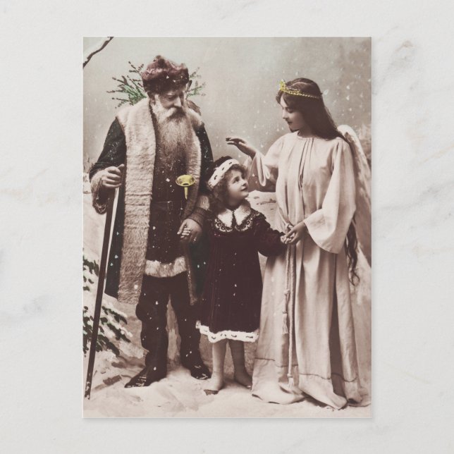 Santa Claus Child Angel vintage Christmas Postcard (Front)