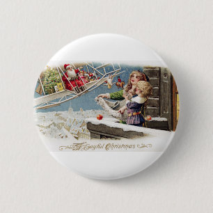 Santa Claus Children Christmas Vintage 6 Cm Round Badge