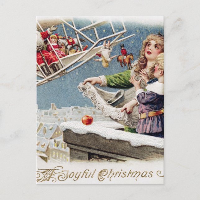 Santa Claus Children Christmas Vintage Holiday Postcard (Front)