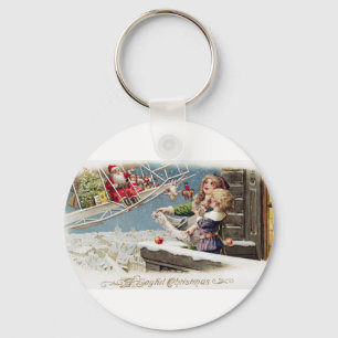 Santa Claus Children Christmas Vintage Key Ring