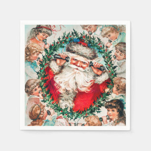Santa Claus & Children Merry Christmas  Napkin