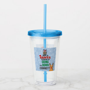 Santa Claus chimney snowflakes funny joke blue Acrylic Tumbler