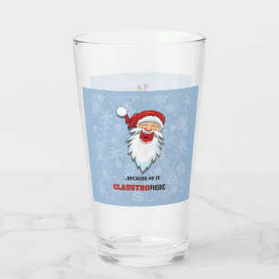 Santa Claus chimney snowflakes funny joke blue Glass