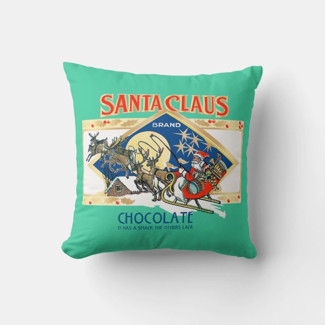 Santa Claus Chocolate Accent Pillow (Front)