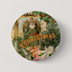Santa Claus Christmas Antique Beautiful Art 6 Cm Round Badge