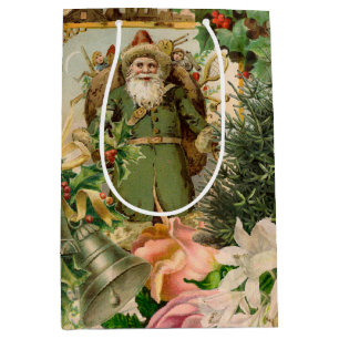 Santa Claus Christmas Antique Beautiful Art Medium Gift Bag